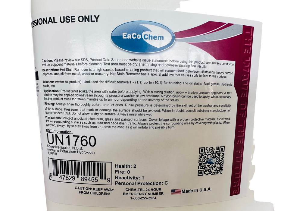 Hot Stain Remover - Remove Food, Oil, Petroleum, and Carbon Deposit Staining from Masonry and Concrete-EaCo Chem-znshoping.store