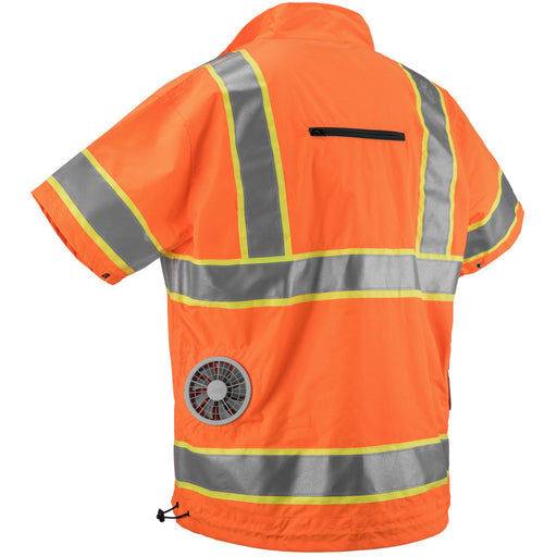 High Visibility Short Sleeve Cooling Jacket w/ Lithium Ion Battery - ORANGE (Free US Shipping)-Zippkool-znshoping.store