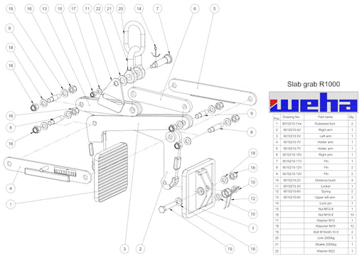 Weha Slab Grab R 1000 Scissor Lifter 1"-8" 2205 lb Capacity-Weha-znshoping.store