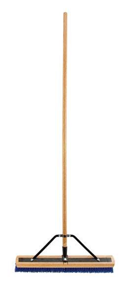 Contractor Broom 24" Wide Blue Poly Bristle w/ 60" Wood Handle-Wolverine Tools-znshoping.store