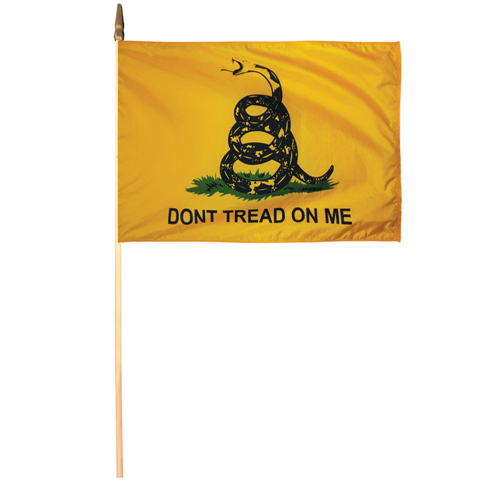 Gadsden Flag w/ Natural Gold Staff-Collins Flags-znshoping.store