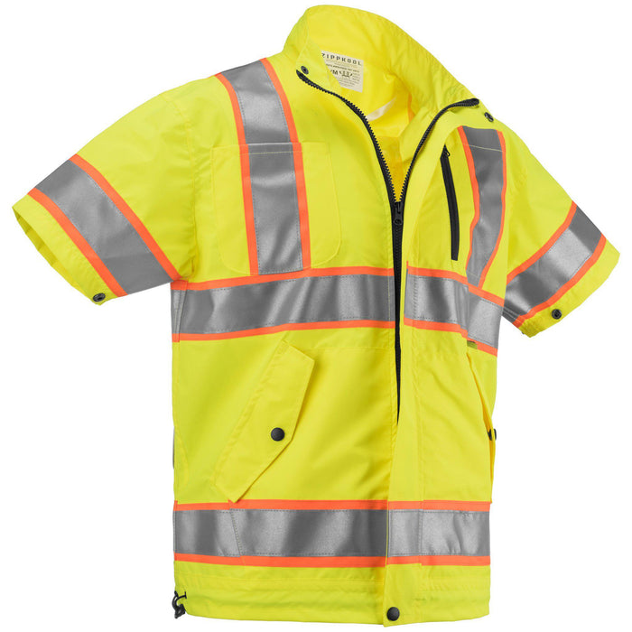 High Visibility Short Sleeve Cooling Jacket w/ Lithium Ion Battery - YELLOW (Free US Shipping)-Zippkool-znshoping.store