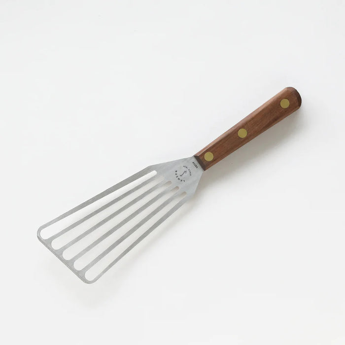 3" x 6" Chef's Slotted Turner, Walnut Handle, Right Hand-Lamson-znshoping.store