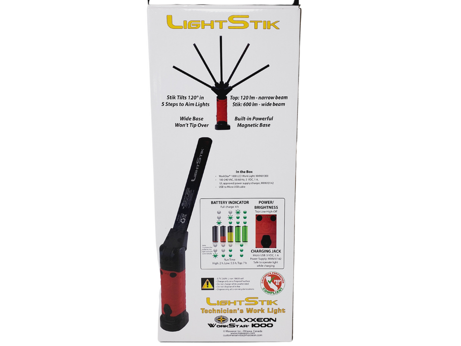 Light Stik Technician's Rechargeable LED Work Light-Maxxeon-znshoping.store