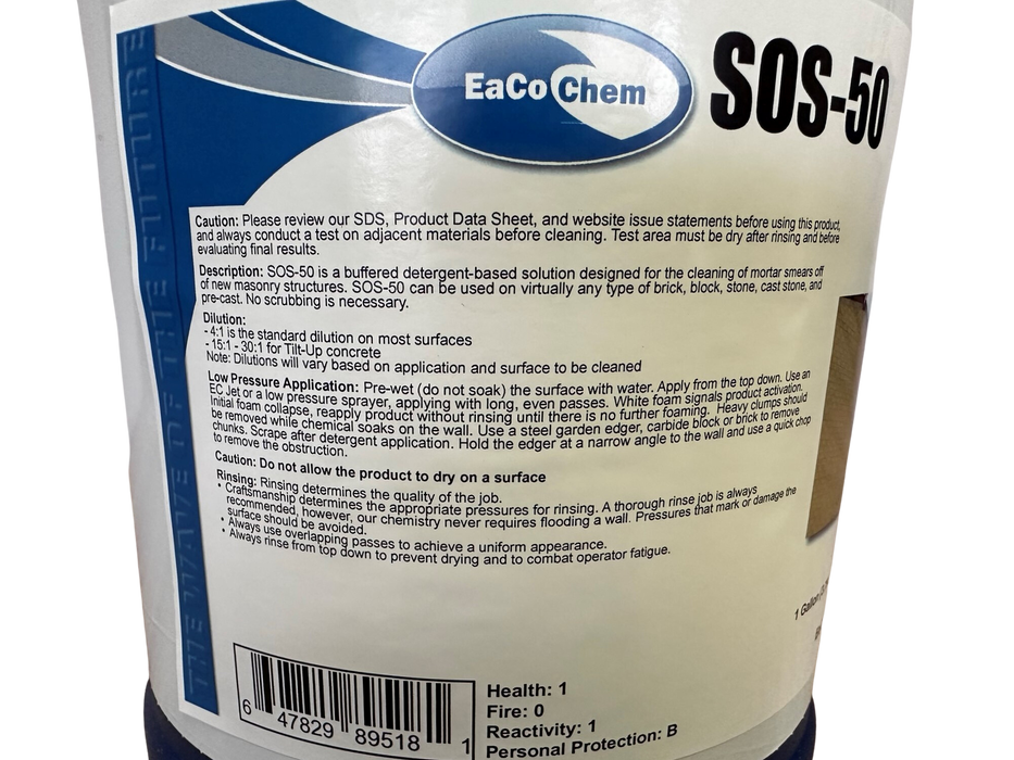 SOS-50 - Masonry Detergent to Remove Mortar Smears on Brick, Block, Cast Stone + More!-EaCo Chem-znshoping.store