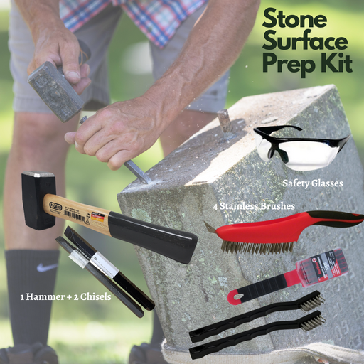 Stone Surface Prep Kit - Hammer, Chisel, Stainless Brush-znshoping.store-znshoping.store