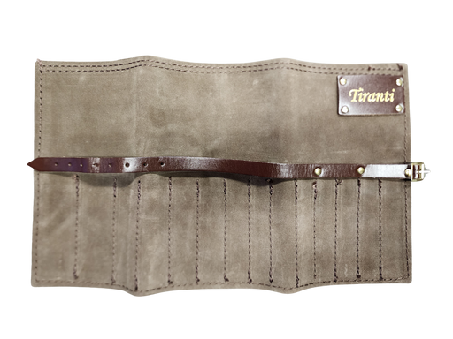 Tool Roll: Brown Suede 14 Pocket / Medium-Tiranti-znshoping.store